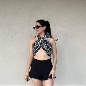 Zebra psychedelic print black and white scarf